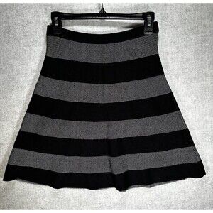 Spense Women Black Grey Striped Casual Skirt Women’s size XS Rayon Sweater Skirt